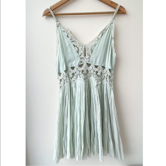 Free People One Coast to Cove Mint Lace Mini Dress - Picture 5 of 12